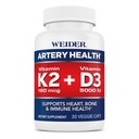 Weider Artery Health - Artery Flexibility & Heart Health - with Vitamin K2, D3 & Ginger - Bone & Immune Support* - Gluten Free & Vegan - 30 Veggie Capsules