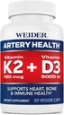Weider Artery Health for Heart, Immune and Bone Support with Witamina K2 (180mcg) & Witamina D3 (5000iu), 30 Kapsułki Veggie