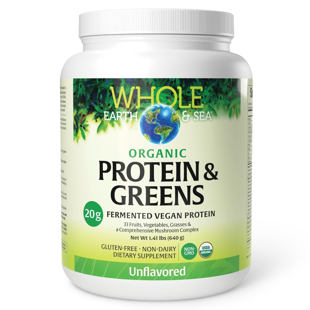 Whole Earth & Sea from Natural Factors, Organic Fermented Protein & Greens, Vegan Whole Food Supplement, Unflavored, 1 lb 9 Oz