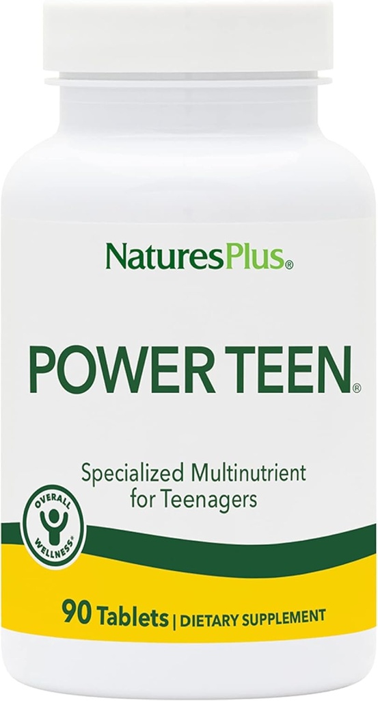 Naturezas Plus Fonte de Vida Power Teen - 90 Comprimidos Vegetarianos - Adolescente Multivitamin com Minerais & Alimentos inteiros para foco mental, Energia Booster - Gluten-Free - 45 Servings