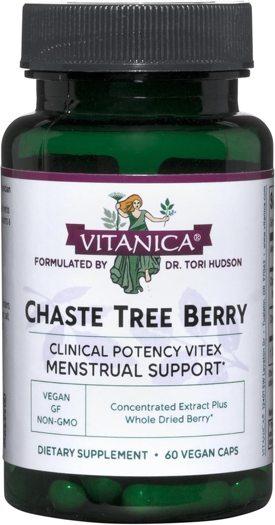 Vitanica Chaste Tree Berry Extract, συμπλήρωμα Vitex Chasteberry για τις γυναίκες, ισορροπία ορμονών και έμμηνη υποστήριξη κύκλου, μη GMO, Vegan, 2 μήνες προσφοράς, 60 κάψουλες
