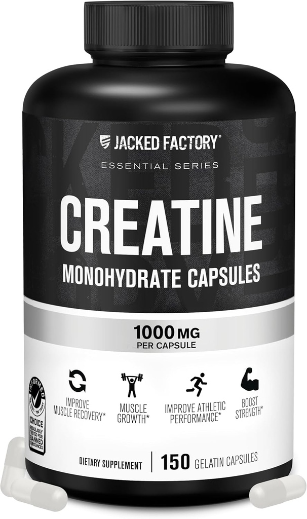 La fàbrica de rockera Creatine Monohydrate Capules - Cretine Pils per al Creixement Muscle, escalada la força, la producció de l'Energia millorat i millorada de l'Athletic - 150 Capules