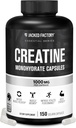 Jacked Factory Creatine Monohydrát Kapsle - Kreatinové pilulky pro růst svalů, zvýšená síla, zvýšený energetický výstup a lepší atletický výkon - 150 Kapsle