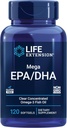 Prolongation de vie Mega EPA/DHA, acides gras oméga-3, santé du coeur et du cerveau, sans OGM, sans gluten, 120 softgels