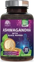 Ashwagandha Supplementi 2100mg - Polvere di Ashwagandha ad alta resistenza e estratto di radice con pepe nero per l'assorbimento massimo, integratori di antiossidante a base di erbe per le donne e gli uomini, Vegan, non OGM - 120 capsule