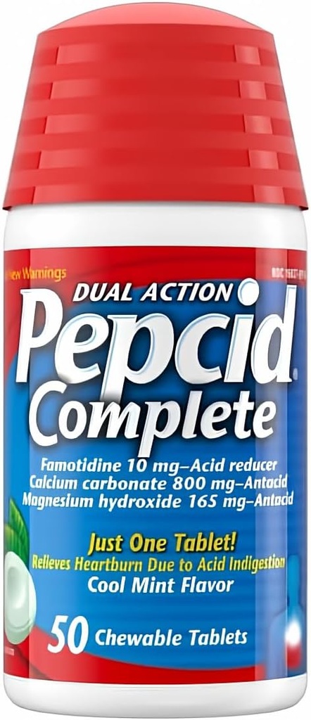 Pepcid Complete Acid Reducer + Antacid Chewable Tablets, cool Mint Flavor, 50 count by Pepcid Complete (pack of 1)
