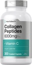 Horbäach Collagen Peptides 6000mg d.b.124; 300 Caplet Pills. 124; C-vitaminnal; Hydrolized Collagen Supplement 124; Non-GMO, Gluten Free