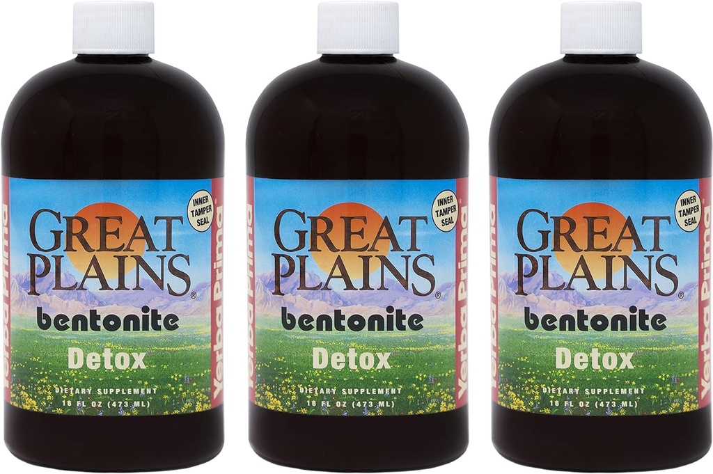 Yerba Prima Great Plains Bentonite Clay - 16 oz (포장 3) - 천연 내부 액체 클레이 클렌징 보충