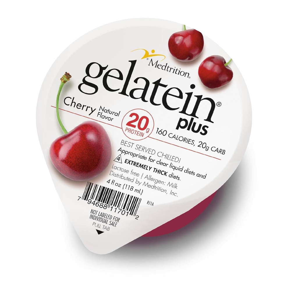 GelaTein Plus Cherry: 20 grami proteīna. Ideāli piemērots dzidra šķidruma diētai. Lieliska uzkoda pirms vai pēc treniņa. (36. iepakojums)