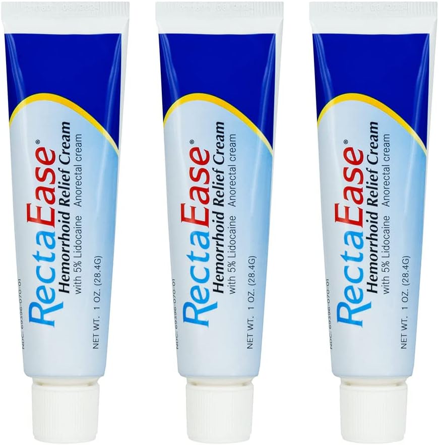 Globe Rectaease 5% Lidocaine (3 Pack) Heembehoid Relief Cream 1 oz Cream, Anorectal Cream, Rapid Nuraring Relief, Perlakuan Hemorhoid dari Itch dan Bakar