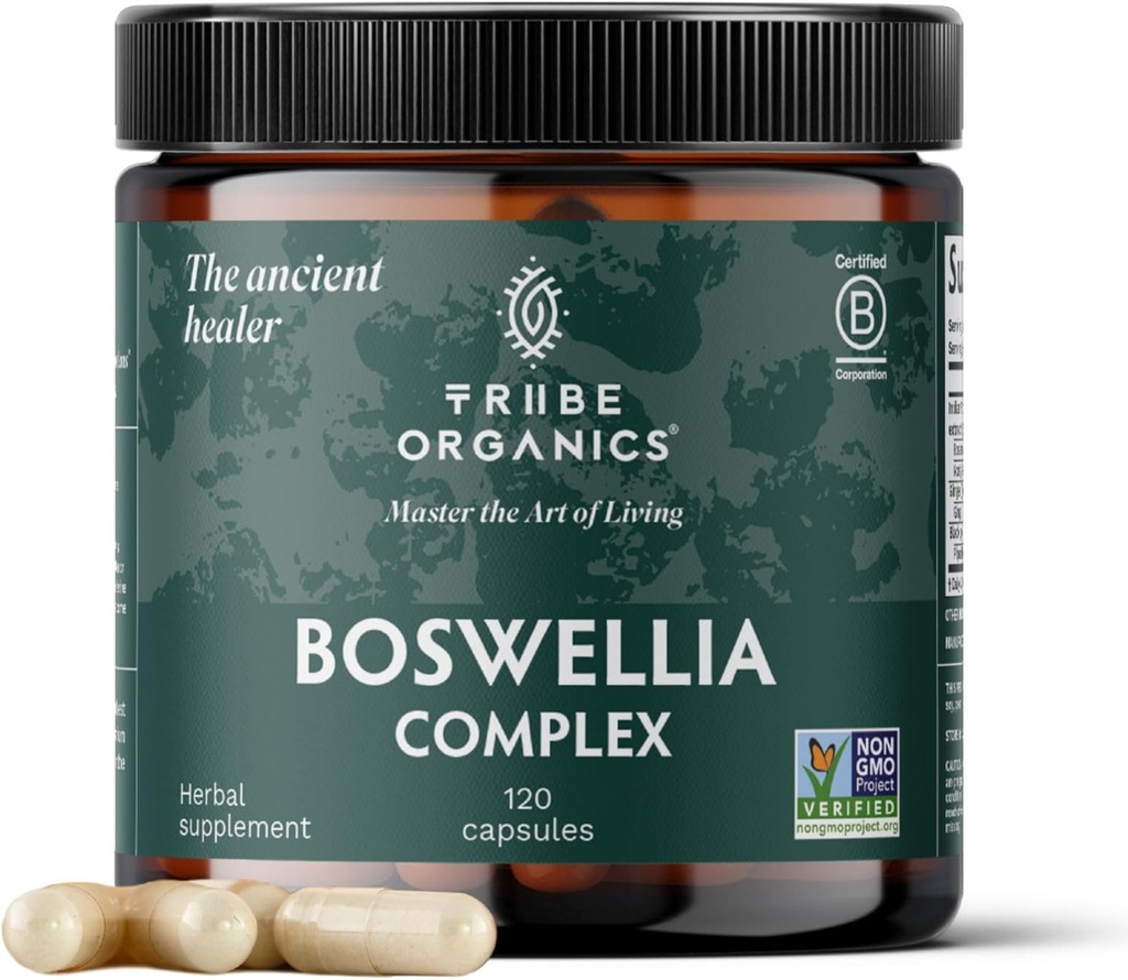TRIBE ORGANICS Boswellia Brata complexi suplementari per a la implementació de l'Unitària, Muscle Relleu - Vegetarian No- GO 120 Capsules, Alt Potència - Super amb Ginger Extrapper & Black - 420mg