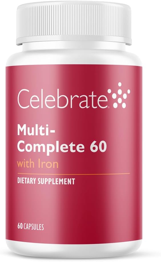 Ünnepeljük Vitaminok Multi- Complete, 60 mg vas - Napi bariátriai multivitamin Sleeve gastrectomia és gastric bypass sebészet betegek - esszenciális vitaminok és ásványi anyagok (60 kapszula)
