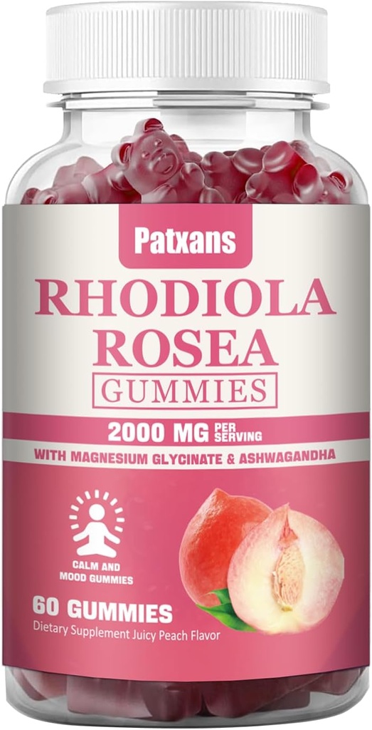 1 Pack 2000MG Rhodiola Rosea Gummies - Rhodiola Supplement &Cortisol Reducer for Endurance, Mood & Stress, Sleep & Fatigue Relief Support, 60 Tablets.