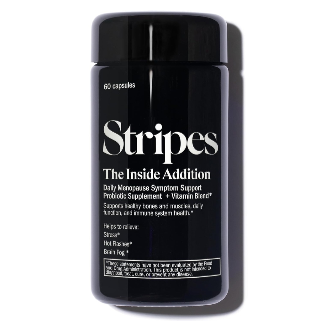 Stripes Beauty Naomi Watts The Addition Supplement Support Perimenopause Menopause simptomlar Relieve Hot Flashes Stress Brain Fog Probiyotik Multi Vitamin 60 Ct