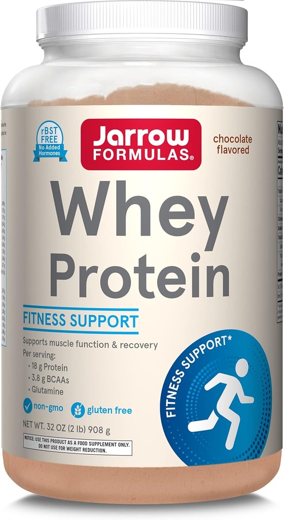 Jarrow Formulas Whey Protein, Chocolate - 908g Pó - Suporta o Desenvolvimento Músculo - Fonte de Proteína de Alta Qualidade - Rico em BCAAs - Aprox. 35 Serviços