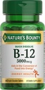 Naturens Bounty Vitamin B12, understøtter energi Metabolisme og nervesystem sundhed, 5000mcg, 40 Quick Opløs tabletter