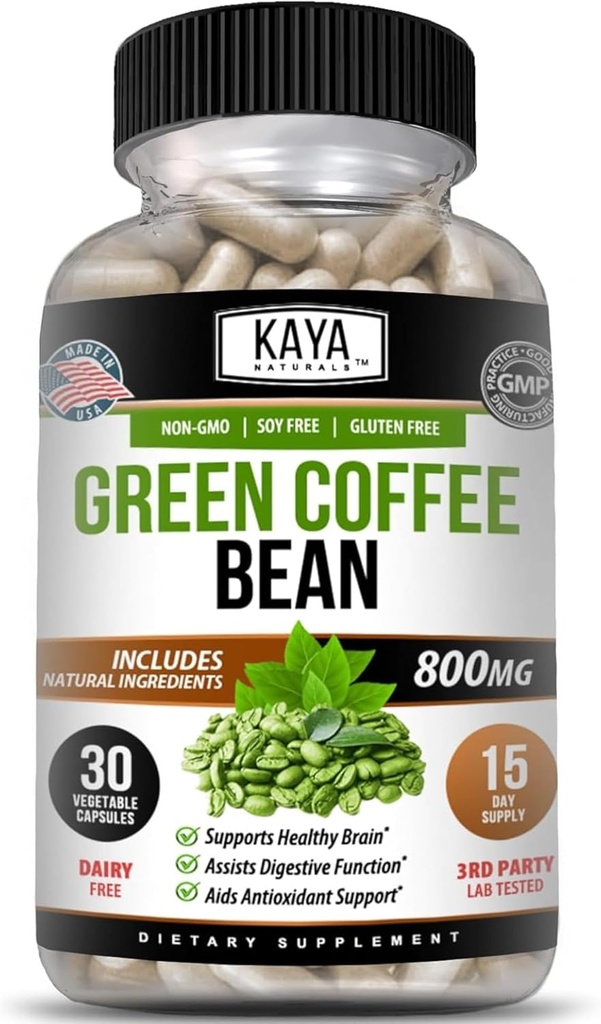 Kaya Naturals Green Coffee Bean Extract - 非GMO, Gluten免费补编(30 Counter (Pack of 1))