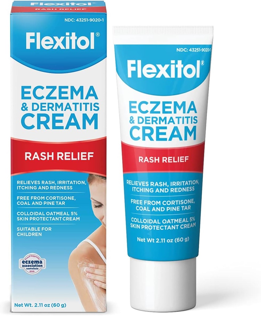 Flexitol Eczema ' Dermatitis Cream – Steroid & Fragrance Free for Sensitive, Irritated Skin with 5% Colloidal Oatmeal