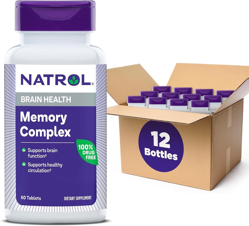 Ginkgo Biloba 120mg və B Vitamins ilə Natrol Memory Kompleksi, Brain Health və Memory Support üçün Dietary Supplement, 60 Tablet, 30 gün təchizatı (12 sənayesi)