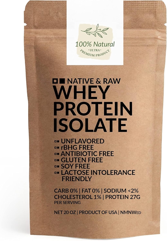 Nadiu i Raw Whey Protein Isote, Unflavod, 0 per cent de Carb, Lonester Soli, rBGH Free, Antibiotic Free, Guten Free, Soy Free, Bo per Keto Palo, i Lacsese inlerància, 20 Oz