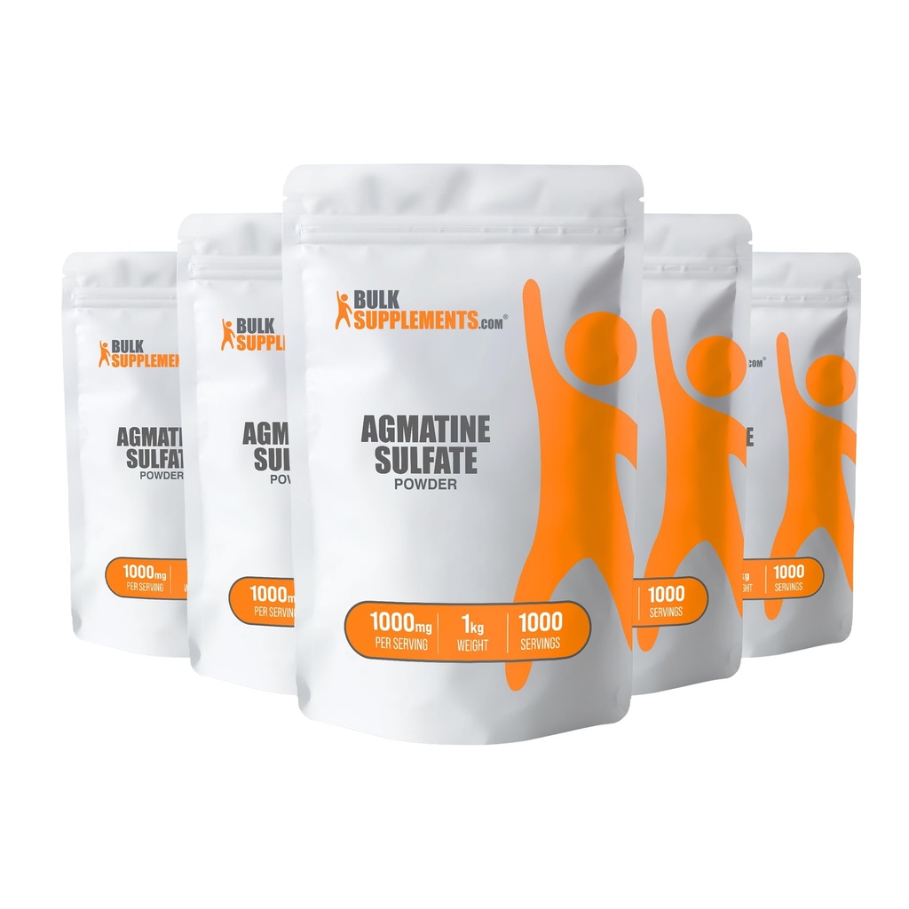 BulkSupplements.com Agmatine Sulfate Powder - Nitric Oxide Supplement, Agmatine Sulfate 1000mg - Unflavored & Gluten Free, 1000mg per Serving, 5kg (11 lbs) (Pack of 5)