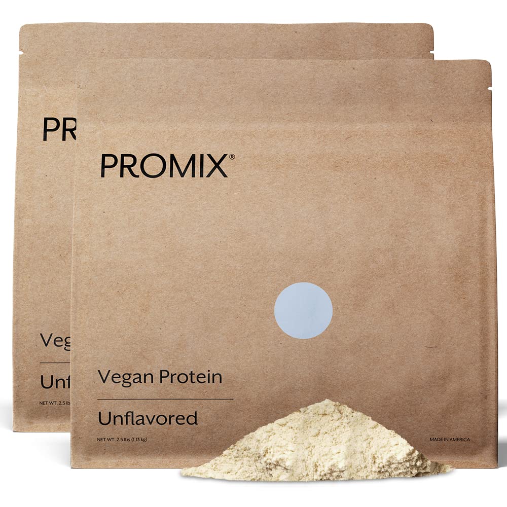 ProMix Nutrition Plant-Based Vegan Protein Powder, Unflavored - Pea Protein & Vitamin B-12 - ­Post Workout Fitness & Nutrition Shakes, Smoothies, Baking & Cooking Recipes - 5 Pound (Pack of 2)