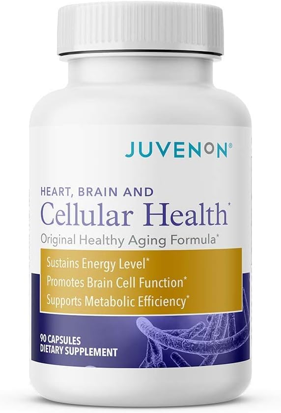 Juvenon Cellular Health , Heart, Brain supplement with Acetyl L-Carnitine and Biotin - Supports NAD+ Function, Energy Production, Mood, Revitalized Metabolism, Mental Focus ' Clarity (90 Capsules)