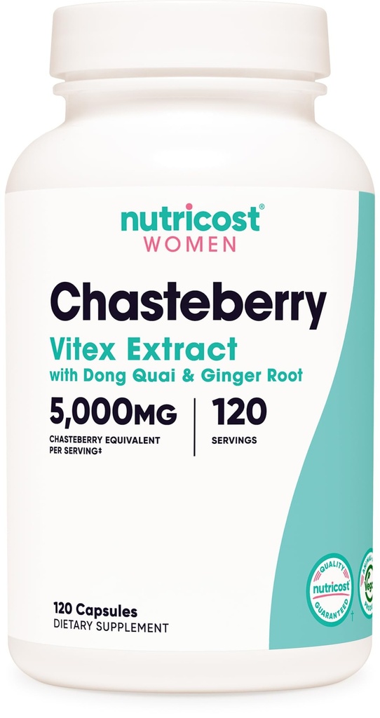 Nutricost Chasteberry Extract Supplement for Women 120 Capsules for 120 Servings - Vitex Extract with Dong Quai & Ginger Root, Vegan
