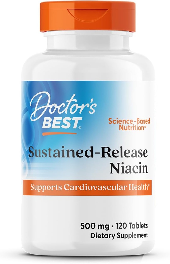 医師 ベスト Sustained-Release Niacin with niaXtend, サポート心の健康, 非GMO, グルテンフリー, ビーガン 120 錠