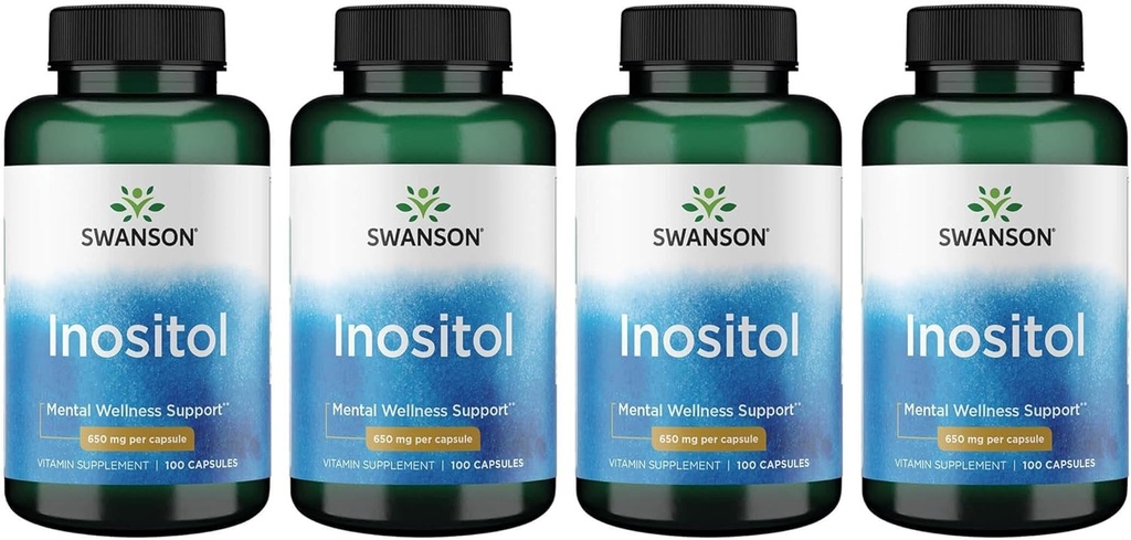 Swanson Inositol 650 Milligrams 100 Capules (4 paquet)