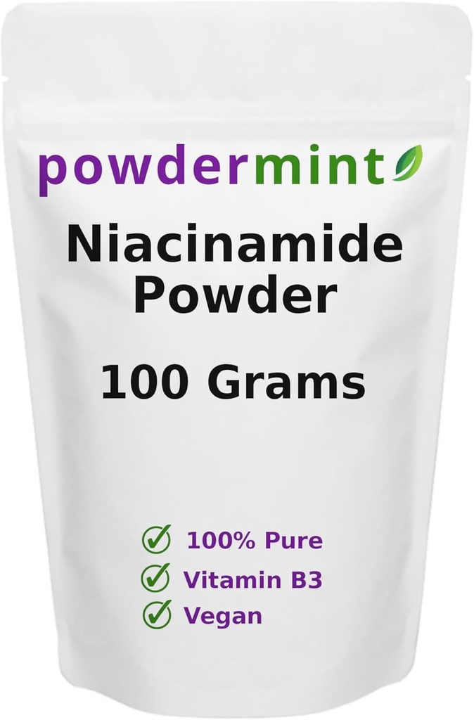 Niacinamide hautsa (Vitamin B3) Niacin hauts hutsa 500 mg Flush-Free gehigarria (100 gramo)