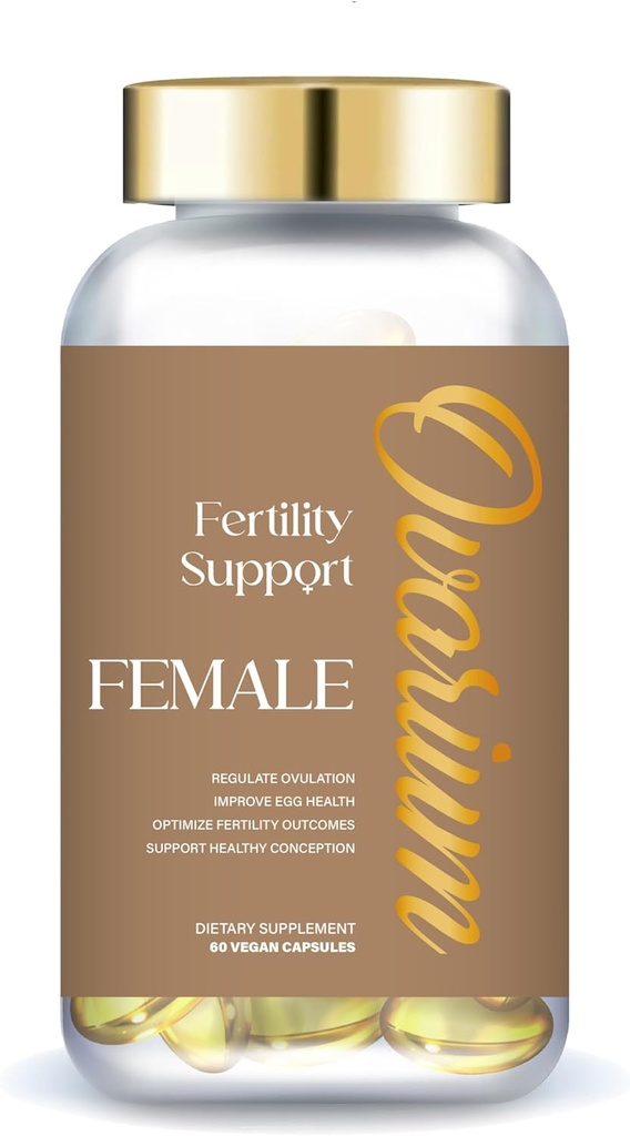 Ovarium® Fertilitetsstøtte Supplement - Kvinne blanding - Vegan Multivitamin w/Black Tea Extract, DHA, Omega-3, Chasteberry, & Folate - støtter sunn konsept & forbedrer egg helse (60 kapsler)