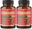 2 pakendit - 60 kapslit Ashwagandha kapslid - kõrge kontsentratsiooniga - 5in1 vormel Ashwagandha, kurkum, Rhodiola Rosea, ingver, must pipar - 4 kuu pakkumine