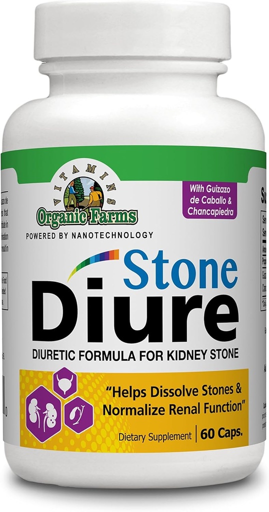 Diure Stone - 60 Caps - Diuretic Formula - 100 % 천연 - 다이어트 보충