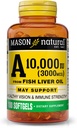 MASON NATURAL Witamina A 3000 μg (10 000 j.m.) z Fish Liver Oil, Wspiera Vision & Immune Health, 100 Softgels