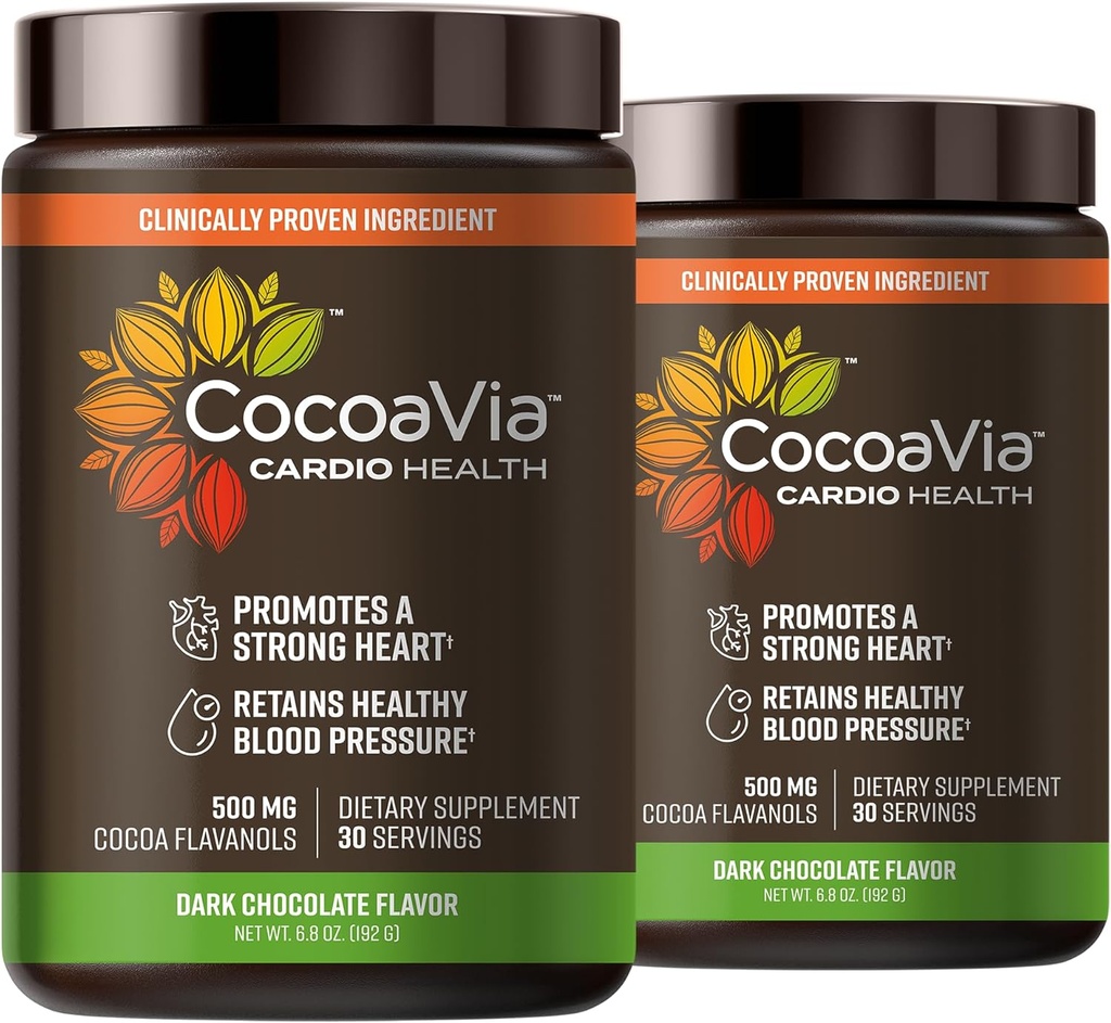 CocoaVia Cardio Health Cocoa Powder, 60 phục vụ, 500mg Cocoa Flavanols, Hỗ trợ Trái tim khỏe mạnh, khởi tố Nitric Oxide, cải thiện hình tròn, năng lượng, tiền công, Vegan, Sô-cô-la đen