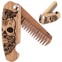 Kişilər üçün Wood Beard Comb, Kişilər üçün kateqoriya qapı, Engraved Walnut Taxta Kombine, Onun üçün Beard və Saç (Half Skull)