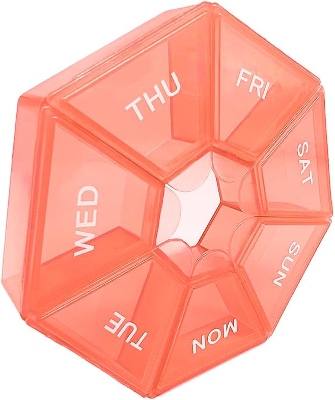 מארגנת גלולות, Small Pill Box, Orange Pill Case, מארגנת גלולות שבועיות, Medicine Pill Productionser 1 Time a Day, Pill Container, Pill Holder, Daily PillPSKer Travel Pill Productionser 7 Day