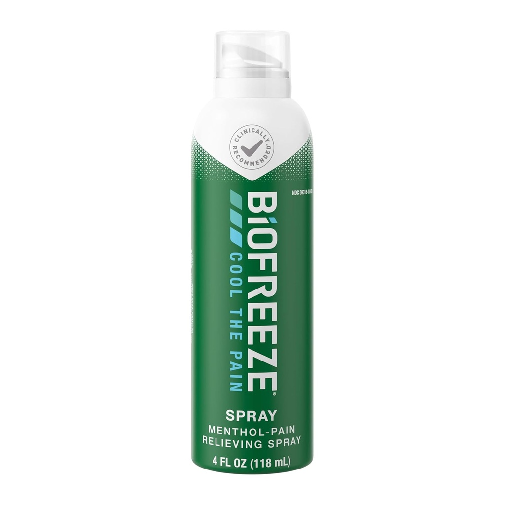 Biofreeze Pain Reliever Spray, Artrita Pain Reliever, Genunchi & Lower Back Pain Relief, Sore Muscle Relief, Neck Pain Relief, Farmacist Recomandat, FSA eligibile, 4 FL OZ Biofreeze Mentol Spray