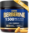 Berberine Supplement, kõrge tugevusega Berberine 1500MG, 180 Caps - Plus Citrus Bergamot, Berberine HCI Root Supplements - Metaboolne, AMPK Toeta tervisliku kehakaalu juhtimine - Vegan, Orgaaniline, Non-GMO