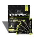 Enhanced Electrolyte Powder Stick Packs (Lemon Lime | 20 Packets) w/ 0 Sugar +BCAAs +B-Vitamins Electrolyte Supplement w Potassium Zinc & Magnesium for Hydration - Keto Electrolytes