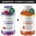 Gummie bez cukru Magnezu (180 Gummies) & Gummies bez cukru Witamina D (60 Gummies) - Immune Support & Relaxation Value Bundle, Żelatyna - Free, Gluten- Free, Wegetarianin, Wszystkie naturalne, GMO- Free, Kosher