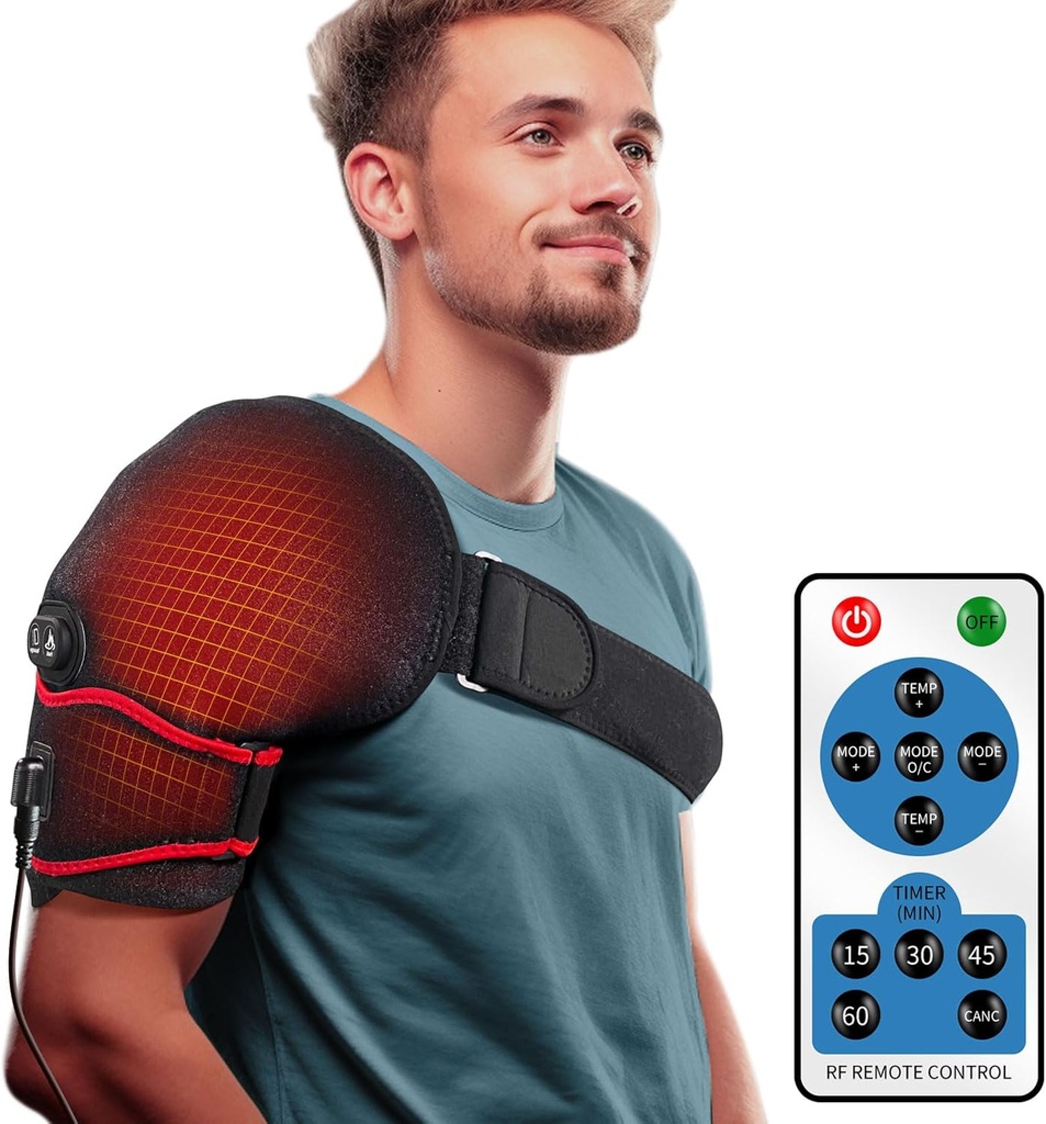 sticro Shoulder Heating Pad Massager for Pain Relief, Vibration Massage Heated Wrap Braces for Left Right Frozen Shoulder, Rotator Cuff Injury, Arthritis for Men Women - XL/XXL