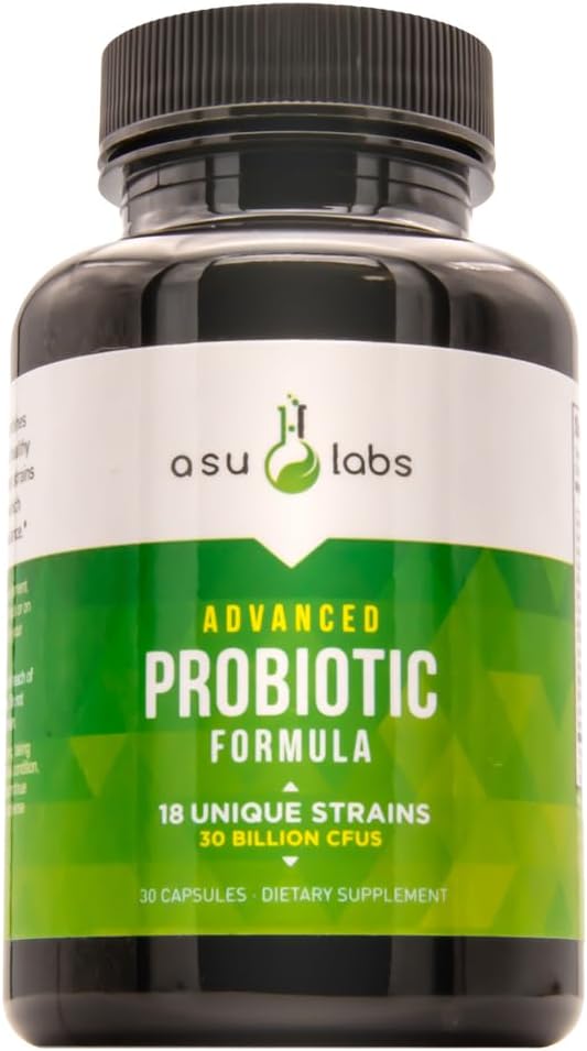 ASULABS® Formula Probiyotika Avanzada con 18 Cepas Probiyotikas Clinicamente Seleccionadas para ayudar a149nar Los menstares privos. Para Hombres y Mujeres. Capsulas Vegetarianas.