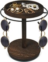 Sunglasses Organizer 360° Rotating Eyeglass Holder Stand with Wood Tray and Base, Eye Glass Display Rack for Multiple Sunglass Storage for Table Dresser Nightstand Desk