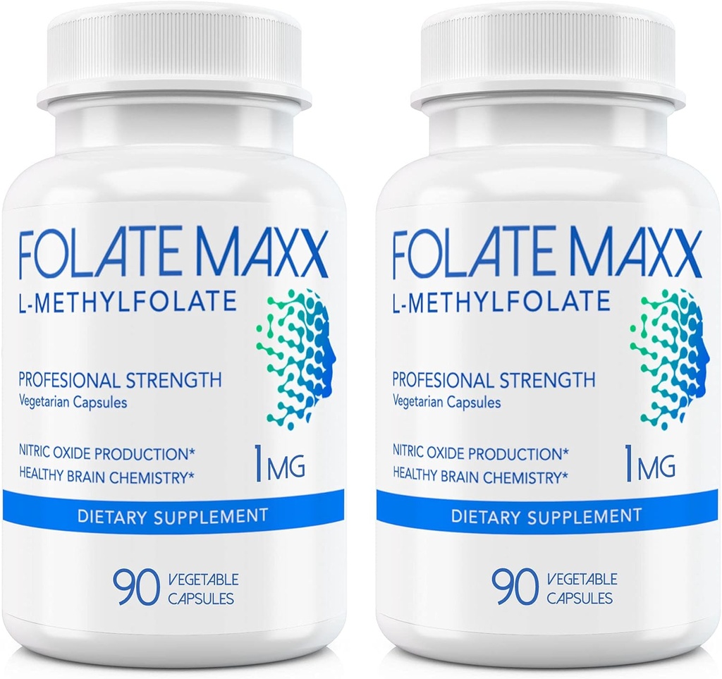 L-Methylfolate תוסף (1 מ"ג) - כוח מקצועי עם אופטימיזציה bioactive Methylfolate - 5 MTHF - non-GMO, Gluten Free, Soy Free, GMP - 180 Vegetarian Unflavored כמוסות