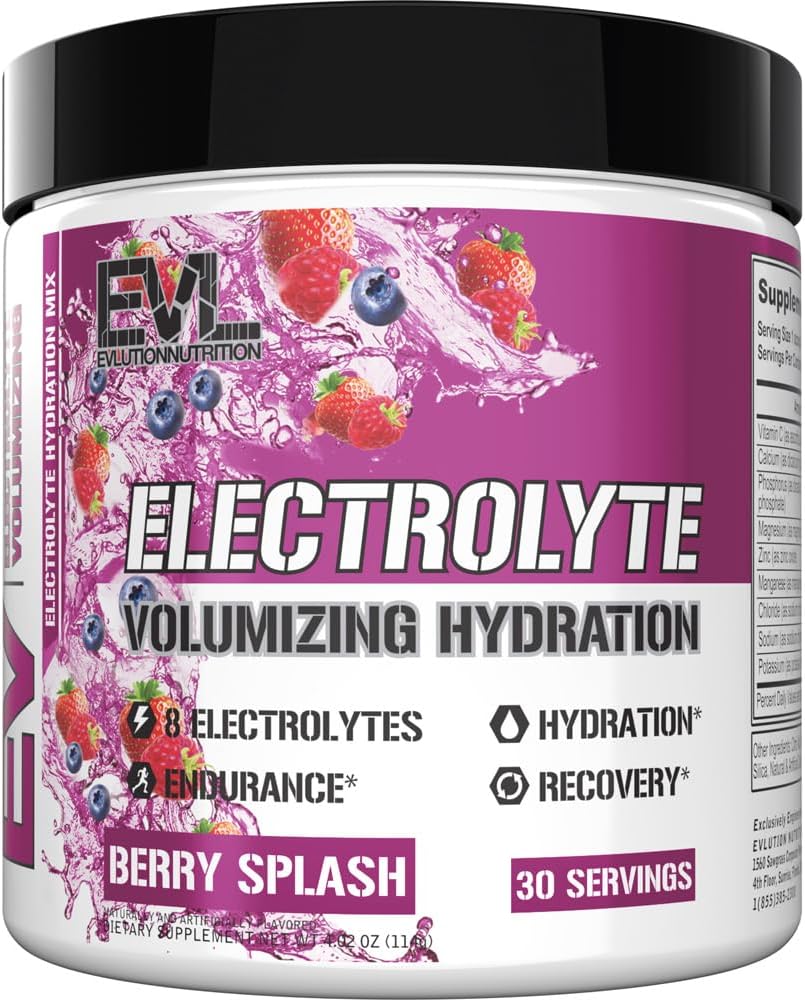 Evlution Ultimate Electrolytes Powder Hydration Drink - Quick Replenishing Hydration Powder Drink Mix med 8 Key Electrolytes och Antioxidanter - Vegan Gluten Free Keto Friendly Blend (Berry Splash)
