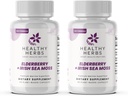 Zdravé Byliny Wildcraft Elderberry Moss Kapsle 124; 2600mg Irské moře Moss + Elderberry Essentials Blend 124; US- Made, Vegan, Non- GMO, Easy- Swallow (2- Pack)