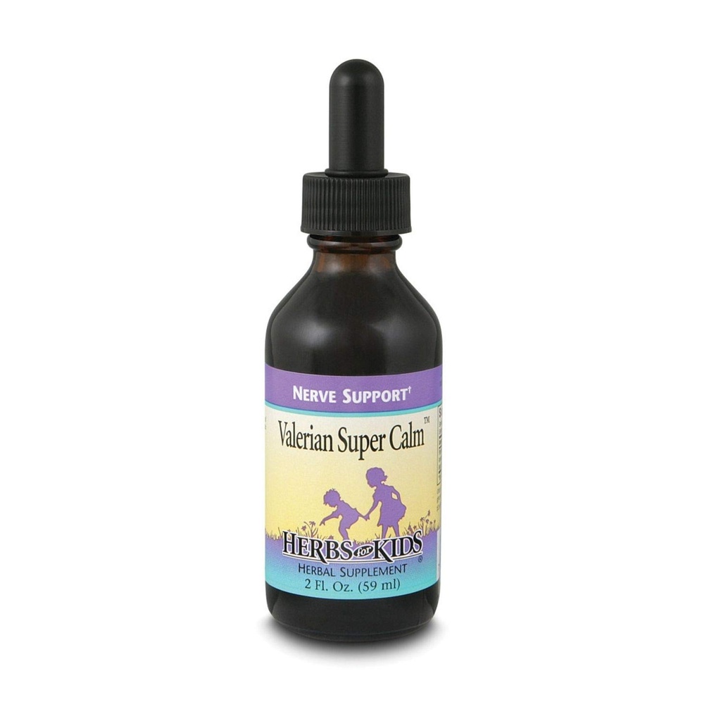 Herbs for Kids Valerian Super Calm Nerve Support Drops - Liquid Valerian Root Supplement, Natural Extract Blend of Chamomile, Wood Betony, & Fennel Seed, Alcohol-Free Tincture for Toddlers - 2 fl oz