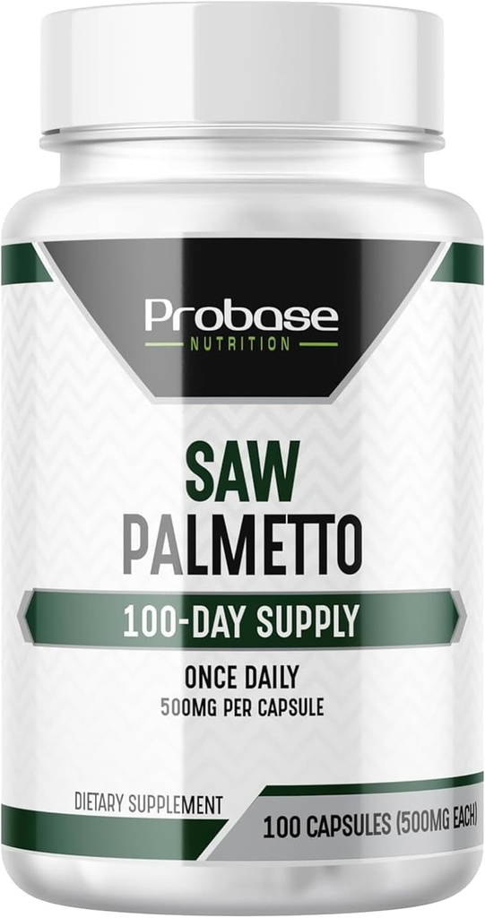 Probase Nutrition Palmetto Kişilər üçün Prostate Health Supplement, Supports Prostate, Urinary, və Saç Sağlamlıq, 100 Capsules, 3+ ay təchizatçı